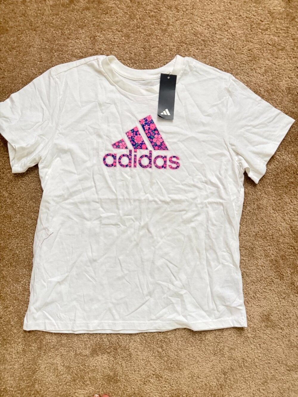 Adidas T-Shirt Pink Floral Design